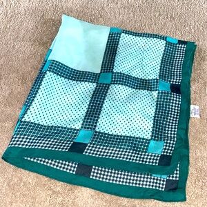 Vintage Desco‎ Silk Blend Scarf Green Print